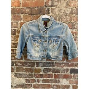 ZD Jean Jacket Shrug Light Wash Embroidered “in Memory Of Love” Women’s S